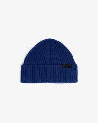 Kurze Mütze Merinowolle Ripp - Royalblau