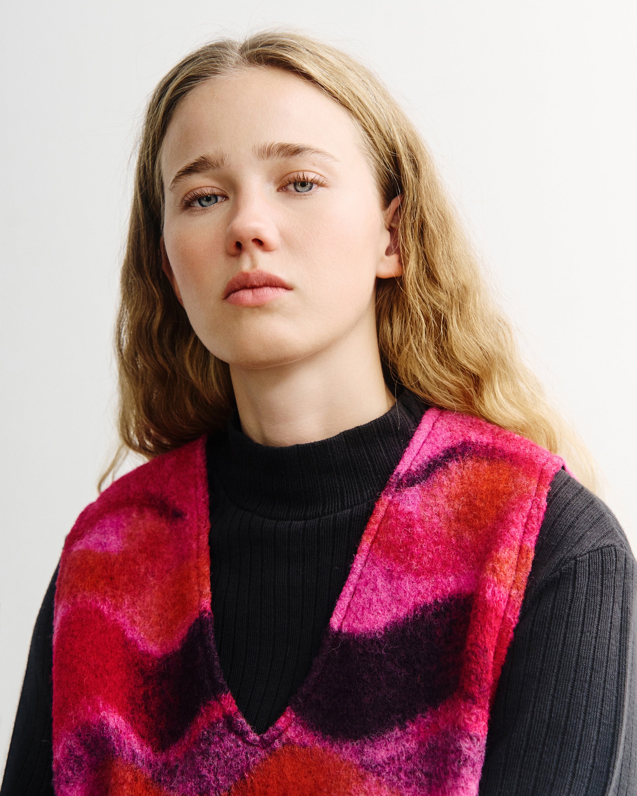 Kurze Weste Bio Wolle - Pink