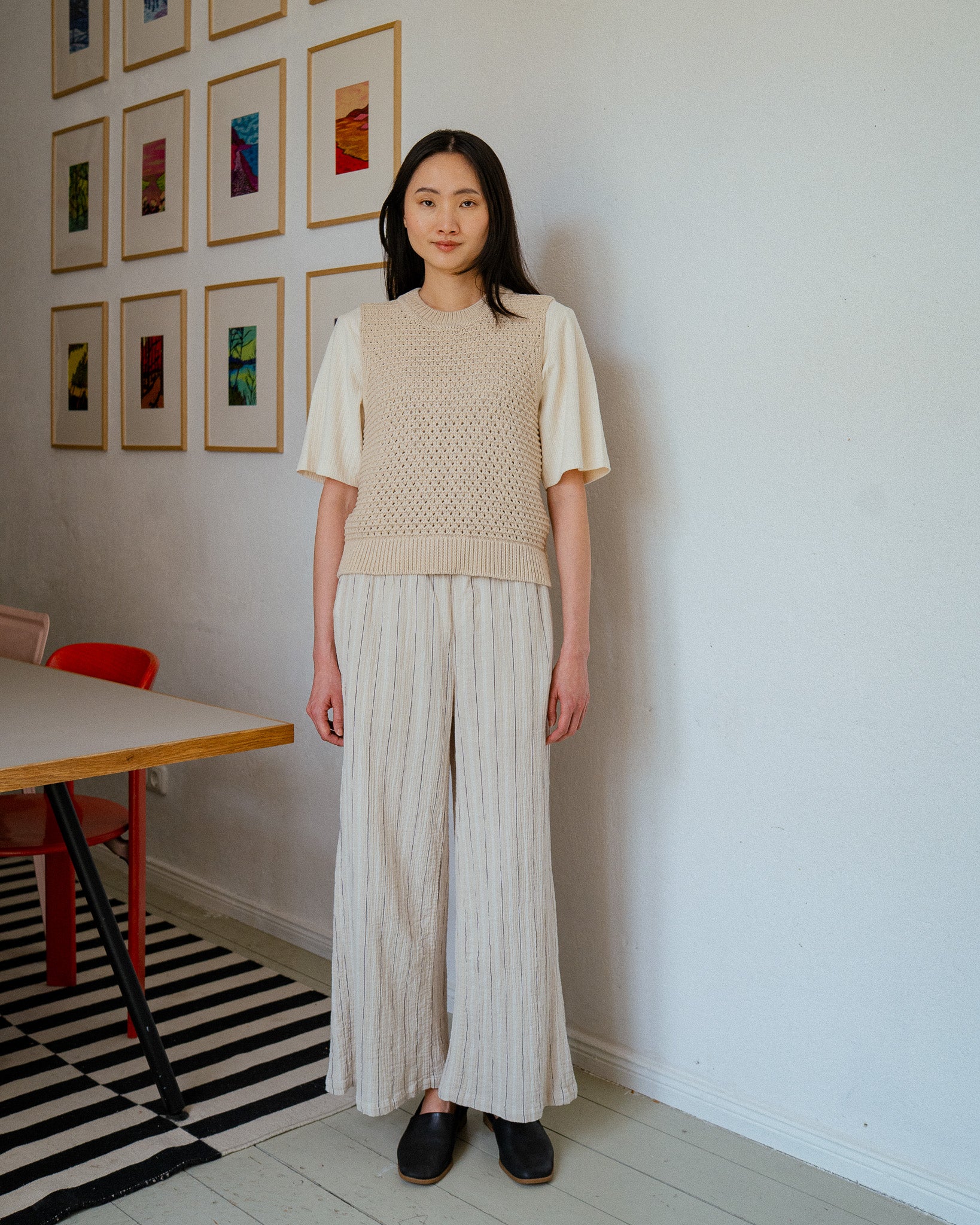 Kurze Strickweste Bio Baumwolle - Creme