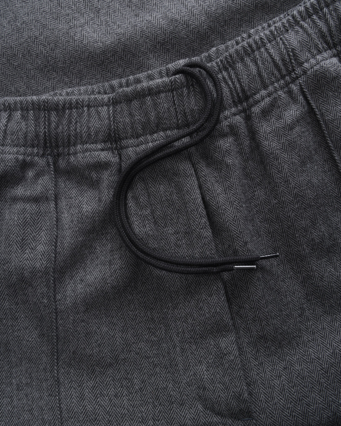 Weite Bundfaltenhose Bio Baumwolle - Herringbone Grau