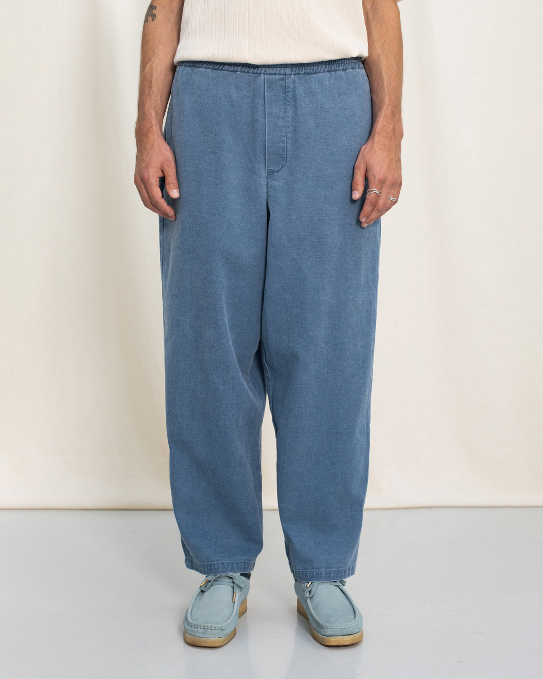 Weite Denim Hose Recycelte Baumwolle - Blau