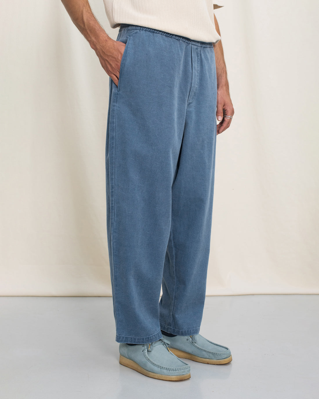 Weite Denim Hose Recycelte Baumwolle - Blau