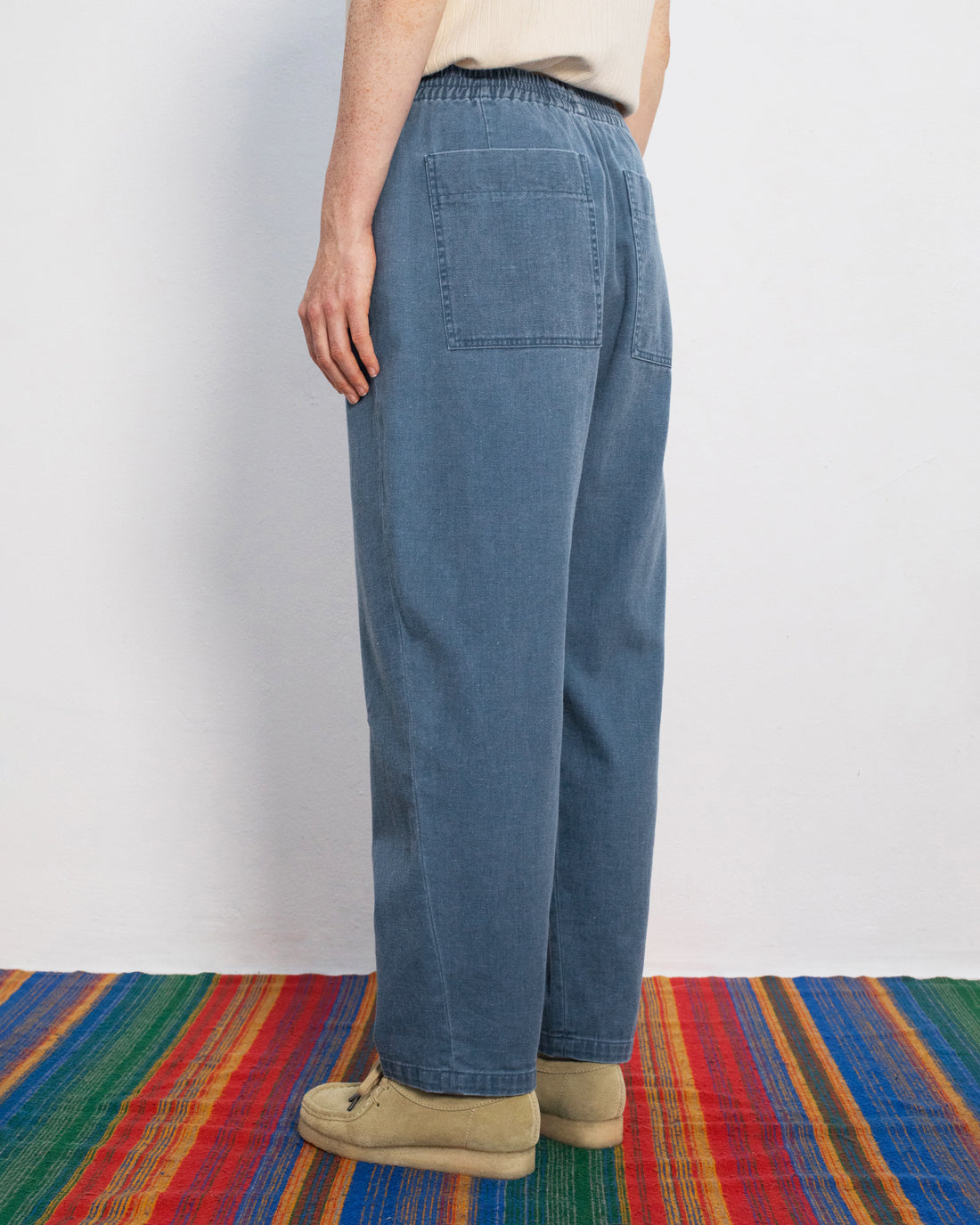 Weite Denim Hose Recycelte Baumwolle - Blau