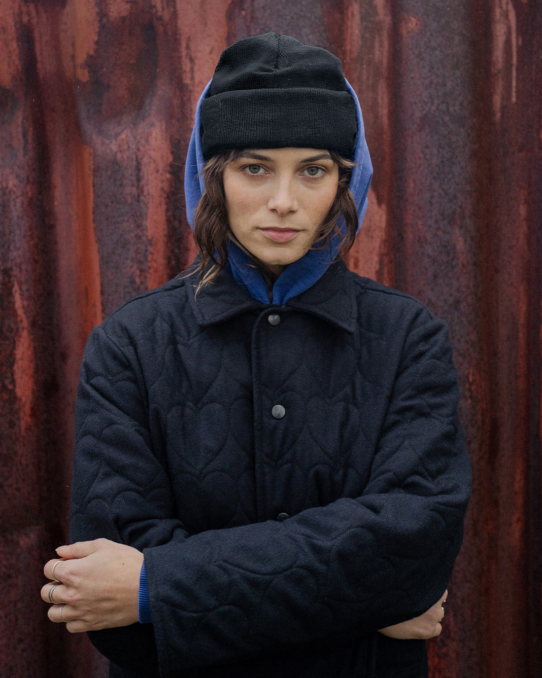 Flanell Steppjacke Bio Baumwolle - Schwarz