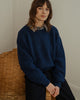 Kurzer Strickpullover Recycelte Wolle - Dunkelblau