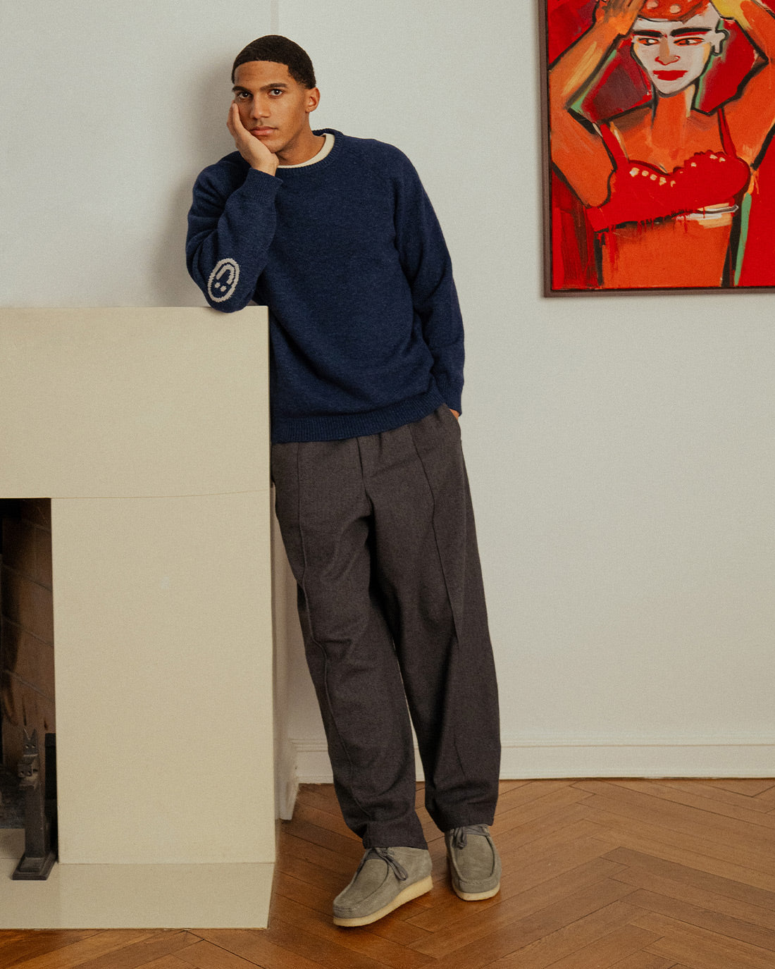 Smiling Strickpullover Recycelte Wolle - Dunkelblau