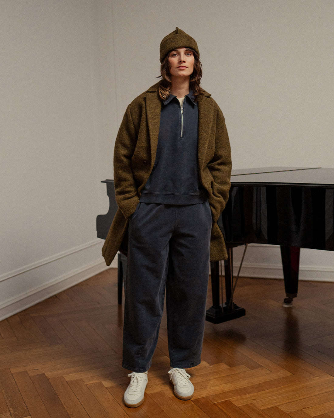 Mantel Bio Wollmischung - Dunkelgrün