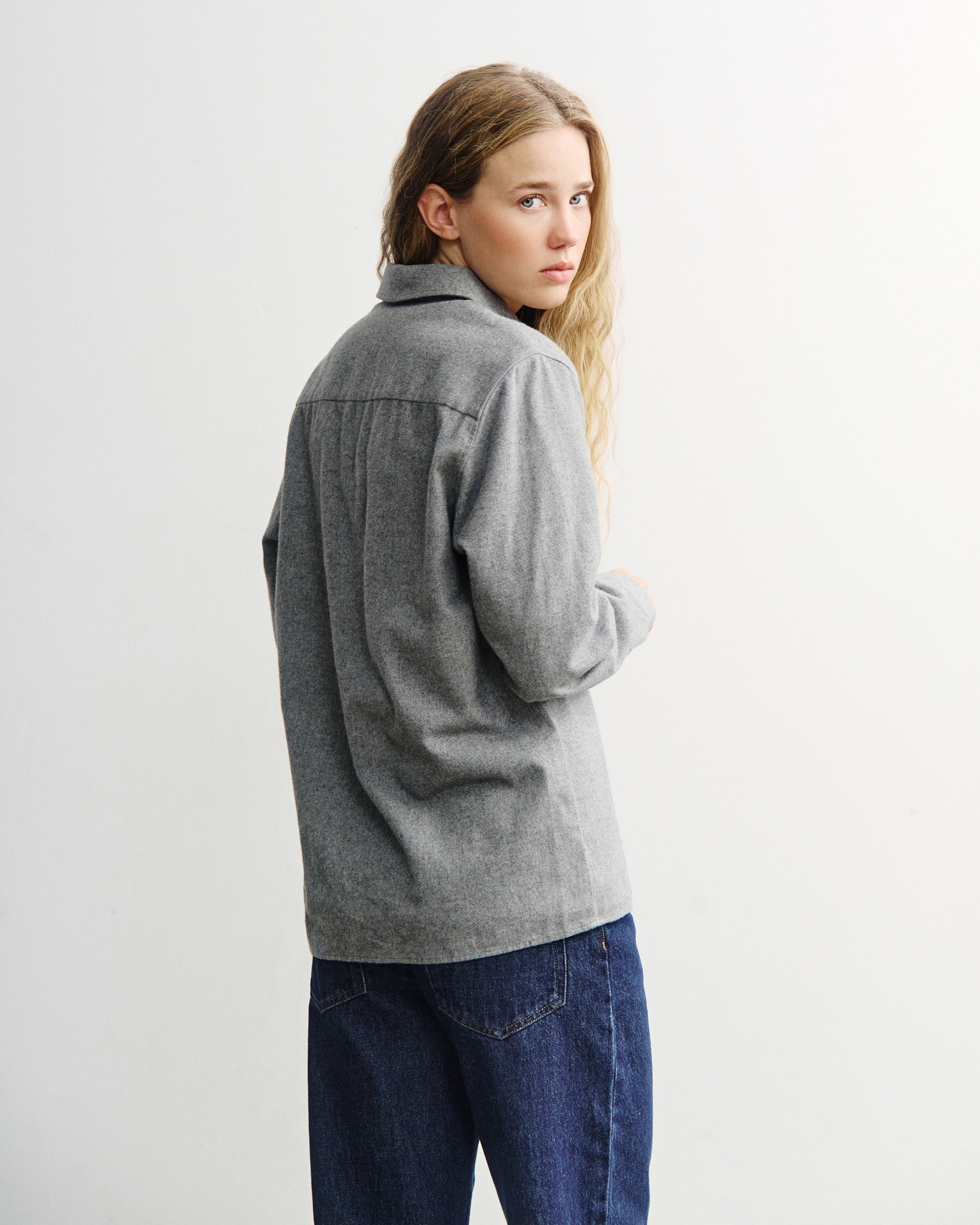 Flanell Hemd Bio Baumwolle - Grau