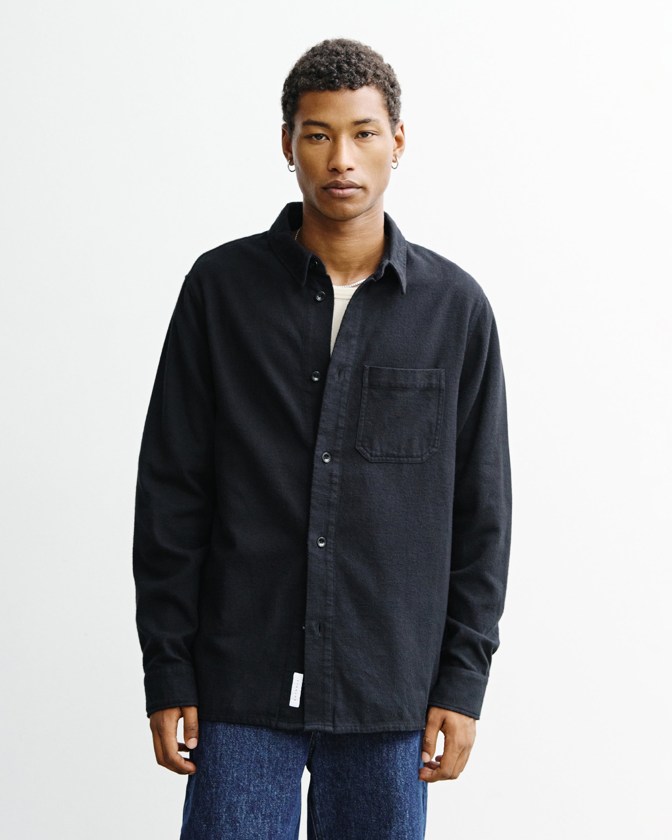Flanell Hemd Bio Baumwolle - Schwarz