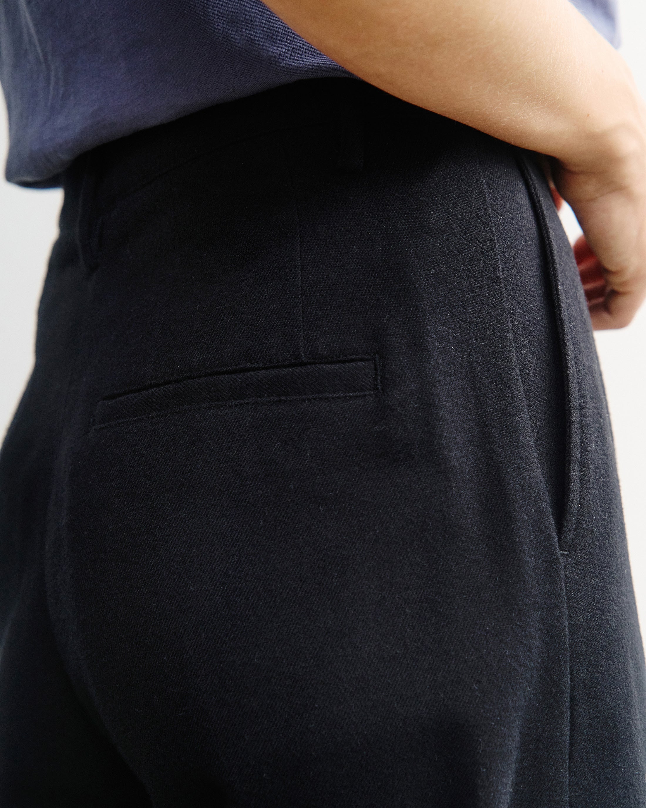 High-Waist Flanellhose Bio Baumwolle - Schwarz