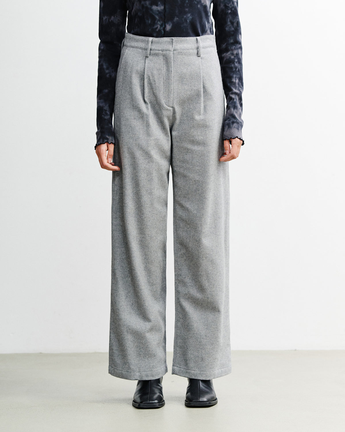 High-Waist Flanellhose Bio Baumwolle - Grau
