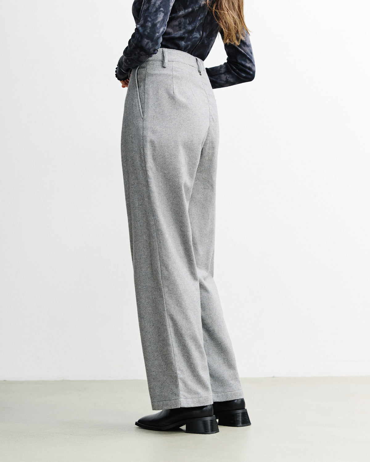 High-Waist Flanellhose Bio Baumwolle - Grau