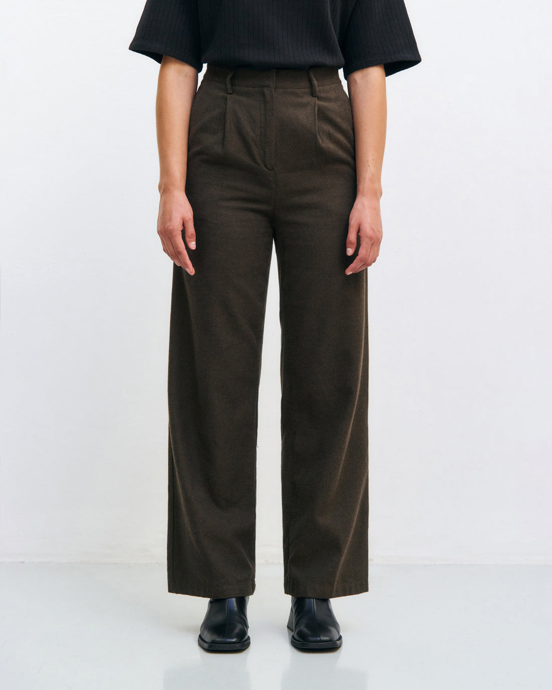 High Waist Flanell Hose Bio Baumwolle - Braun