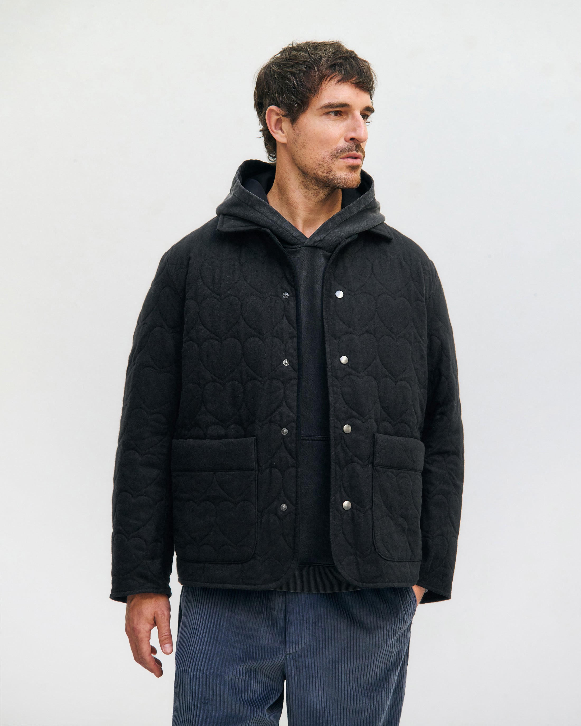 Flanell Steppjacke Bio Baumwolle - Schwarz