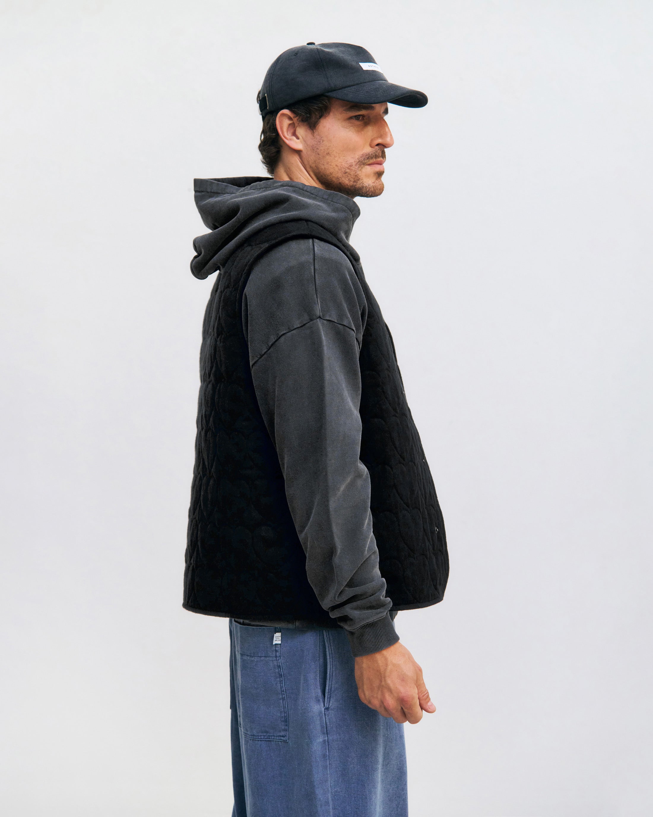 Flanell Steppweste Bio Baumwolle - Schwarz