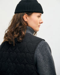 Flanell Steppweste Bio Baumwolle - Schwarz