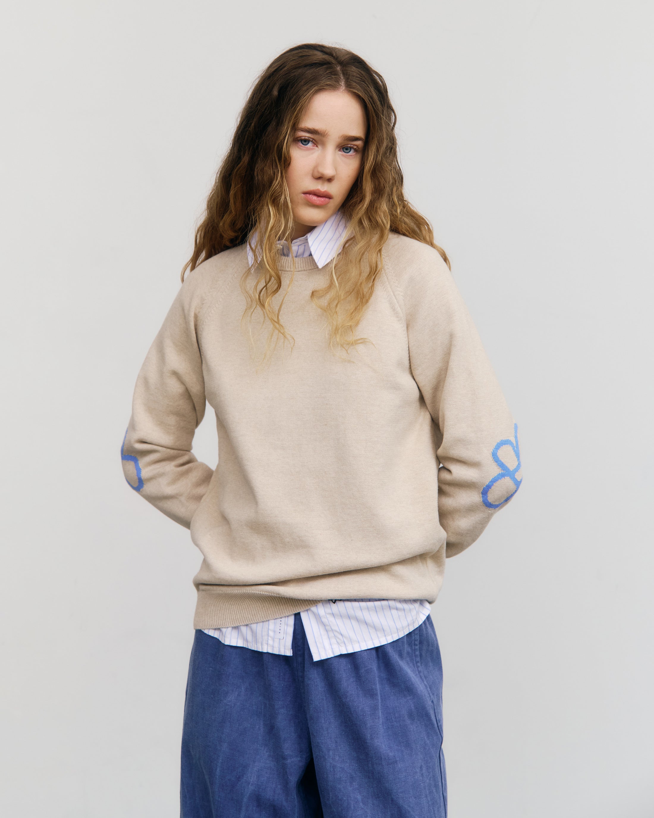 Leichter Strickpullover Bio Baumwolle - Beige