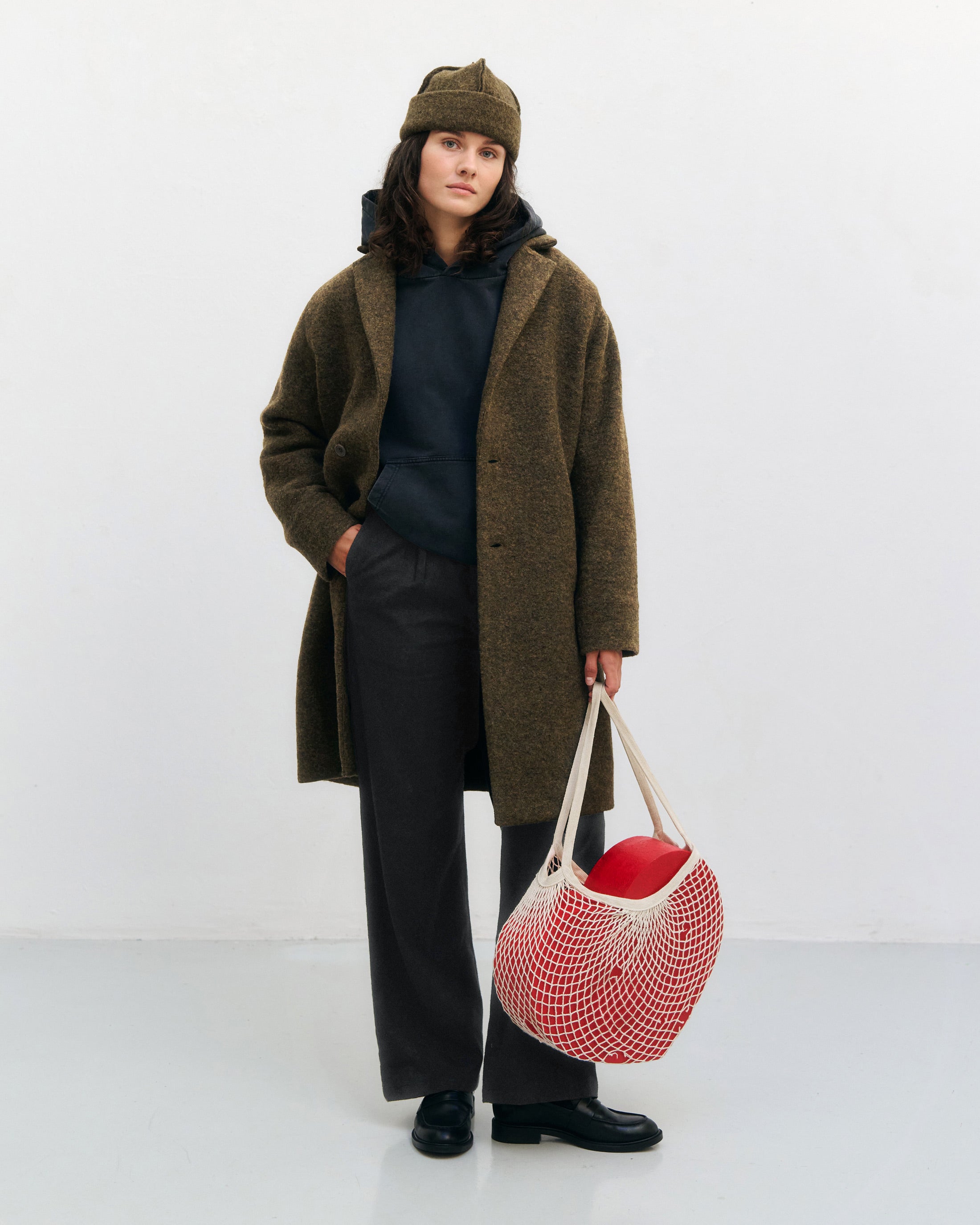 Mantel Bio Wollmischung - Dunkelgrün