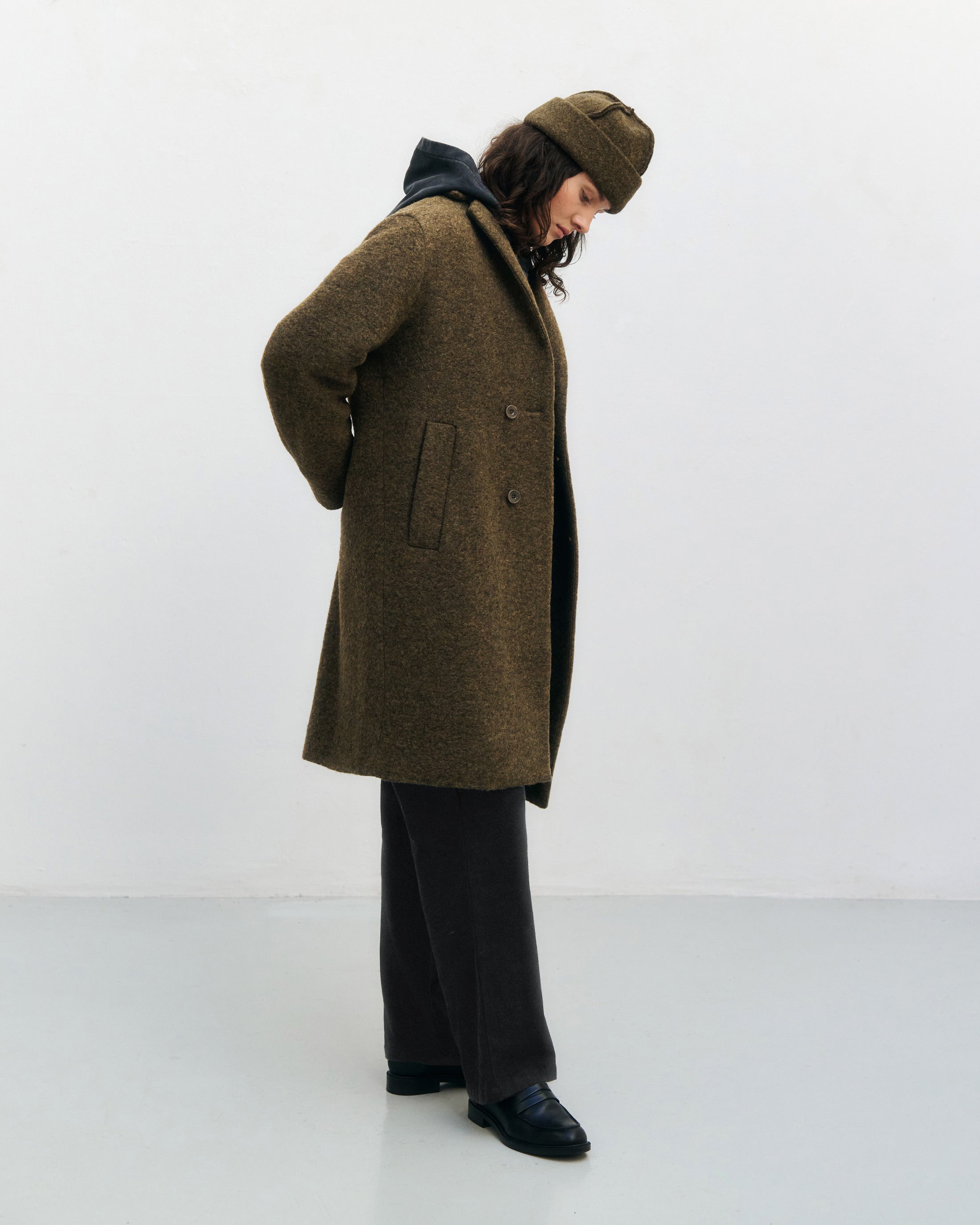 Mantel Bio Wollmischung - Dunkelgrün