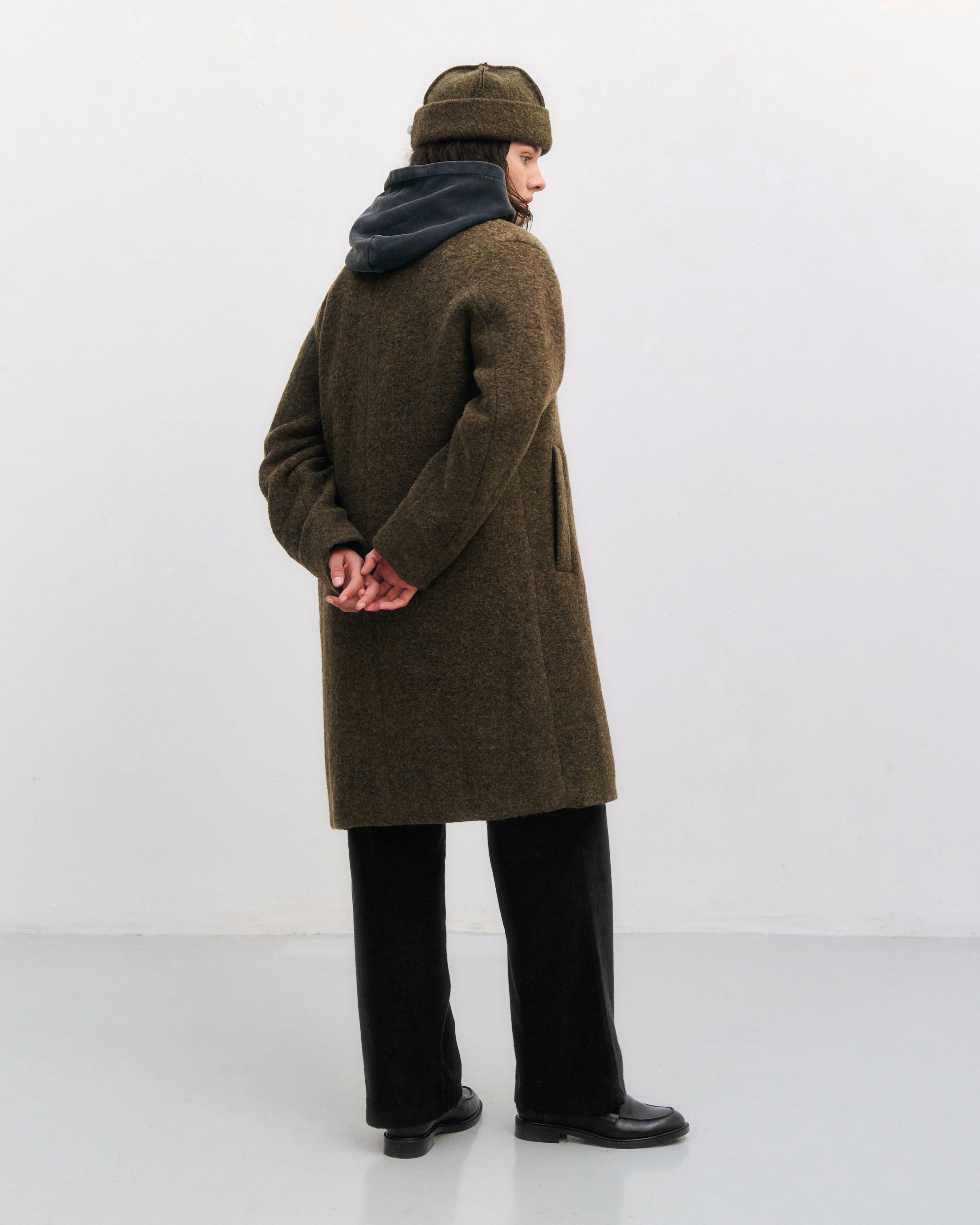 Mantel Bio Wollmischung - Dunkelgrün
