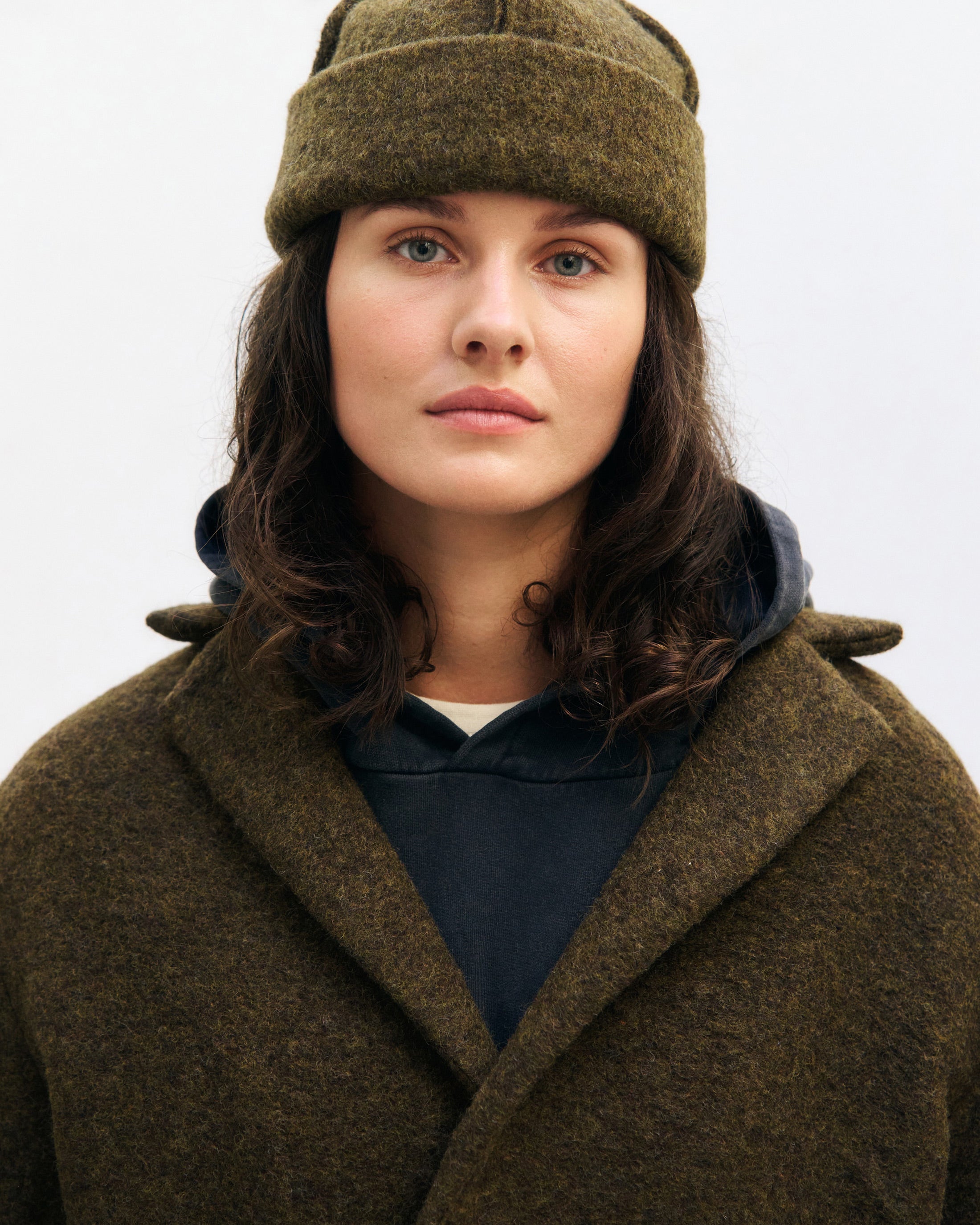 Mantel Bio Wollmischung - Dunkelgrün