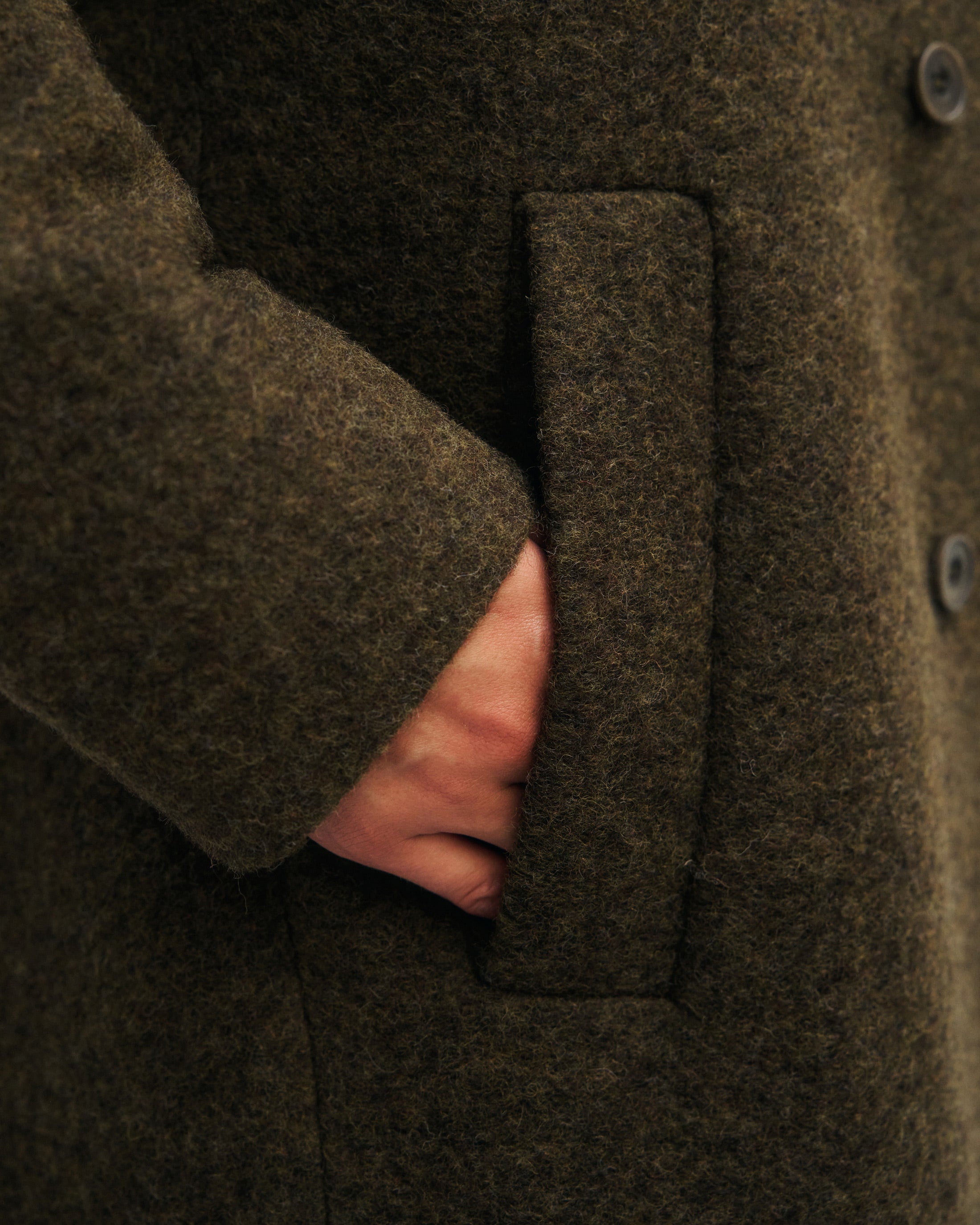 Mantel Bio Wollmischung - Dunkelgrün