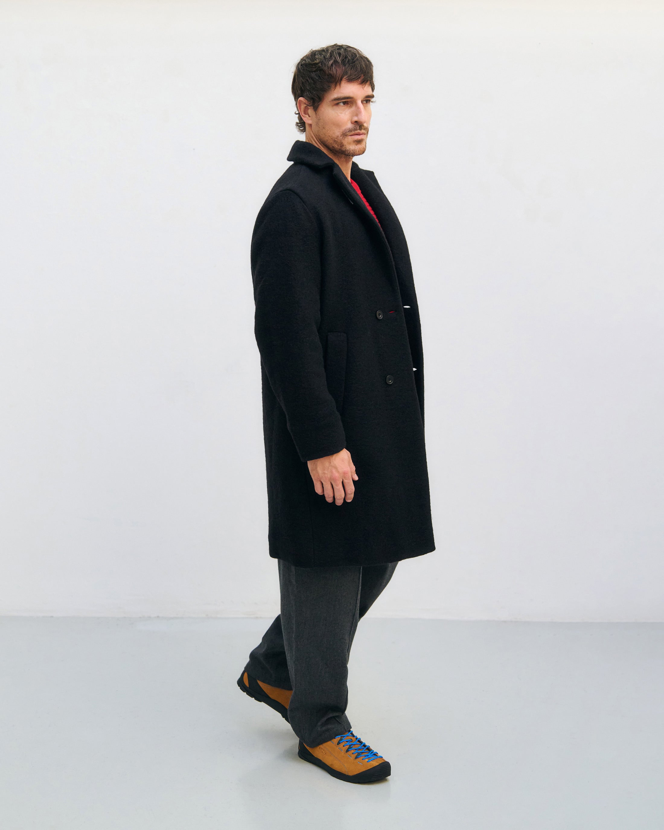 Mantel Bio Wollmischung - Schwarz