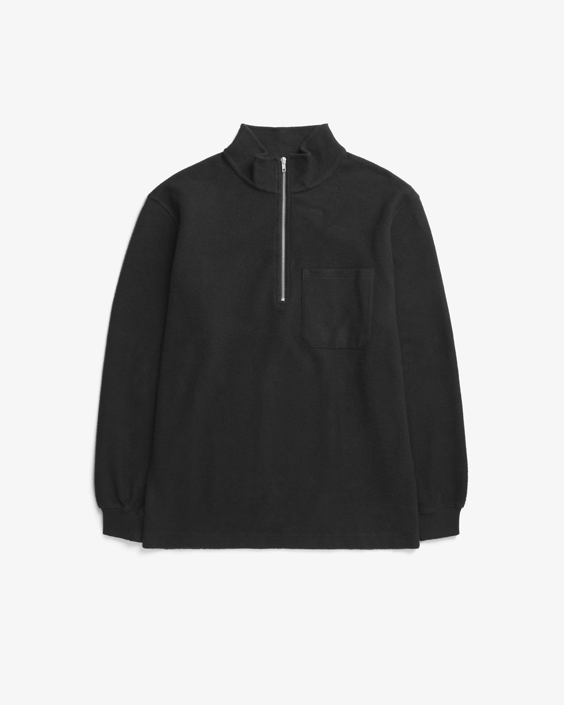 Rotholz Half Zip Sweatshirt Bio Baumwolle - Schwarz