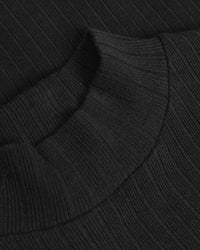 Schweres Mockneck Longsleeve Bio Baumwolle - Schwarz