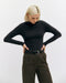 Schweres Mockneck Longsleeve Bio Baumwolle - Schwarz