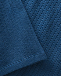 Schweres Geripptes T-Shirt Bio Baumwolle - Royalblau