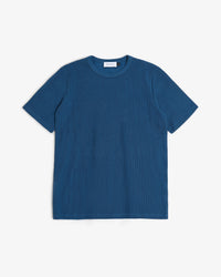 Schweres Geripptes T-Shirt Bio Baumwolle - Royalblau