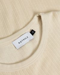 Schweres Geripptes T-Shirt Bio Baumwolle - Creme