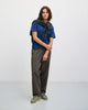 Schweres Geripptes T-Shirt Bio Baumwolle - Royalblau