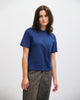 Schweres Geripptes T-Shirt Bio Baumwolle - Royalblau
