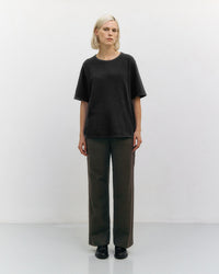 Schweres Geripptes T-Shirt Bio Baumwolle - Schwarz