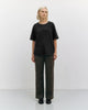 Schweres Geripptes T-Shirt Bio Baumwolle - Schwarz