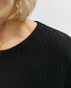 Schweres Geripptes T-Shirt Bio Baumwolle - Schwarz