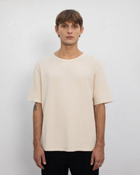 Schweres Geripptes T-Shirt Bio Baumwolle - Creme