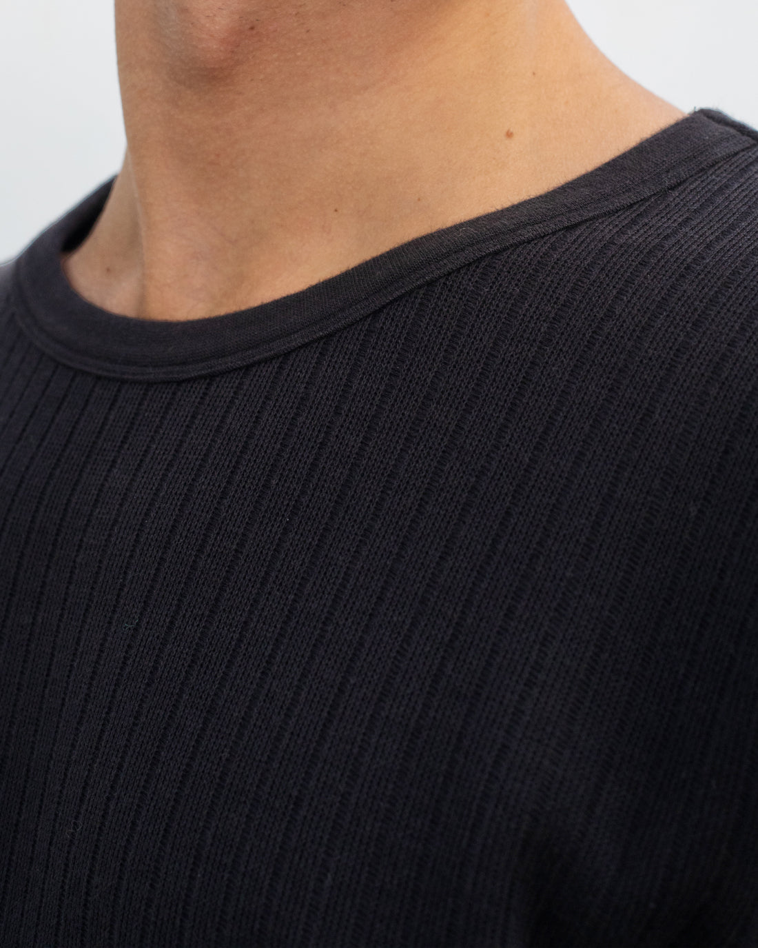 Geripptes T-Shirt Bio Baumwolle - Schwarz