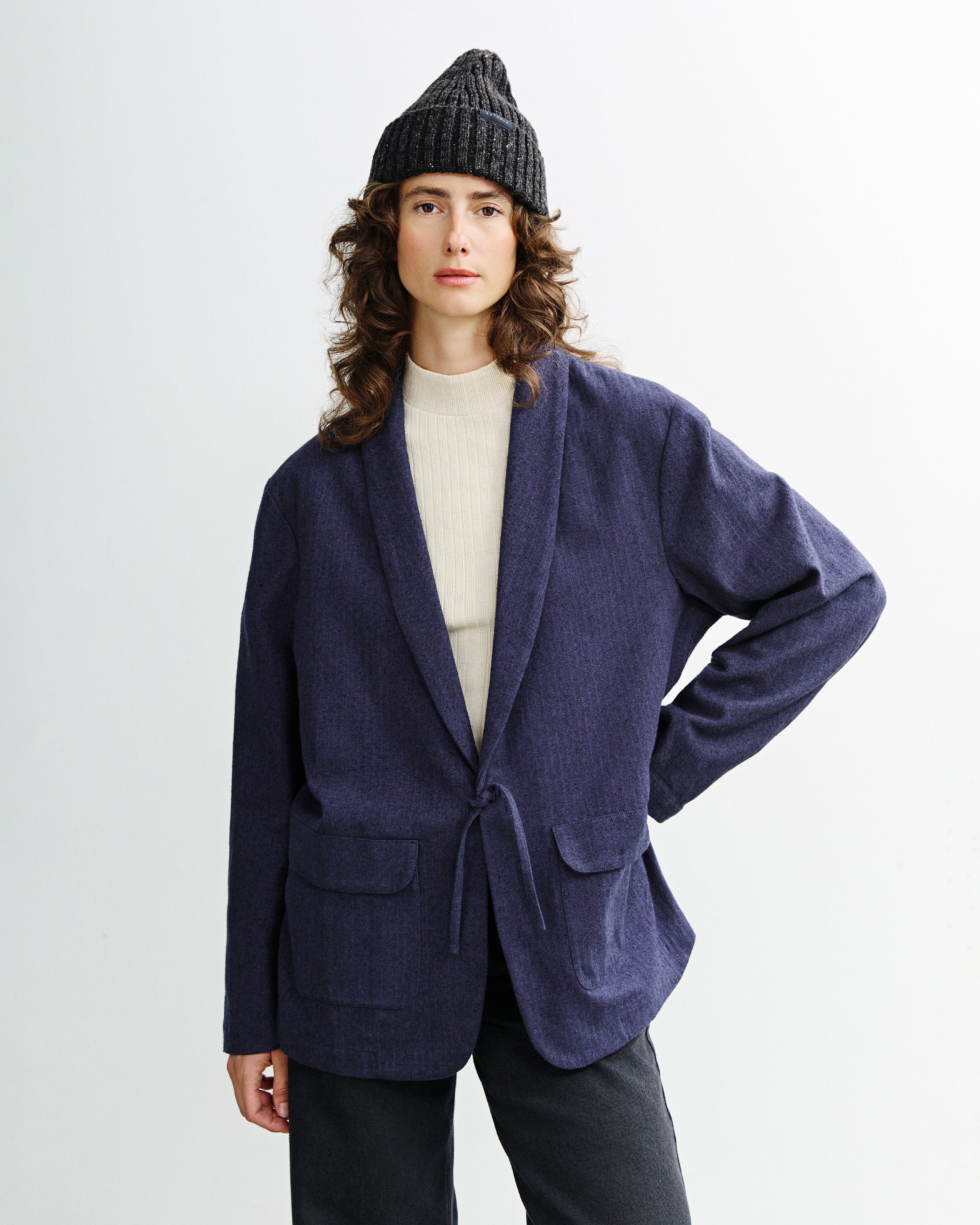 Kimono Blazer Bio Baumwolle - Blau