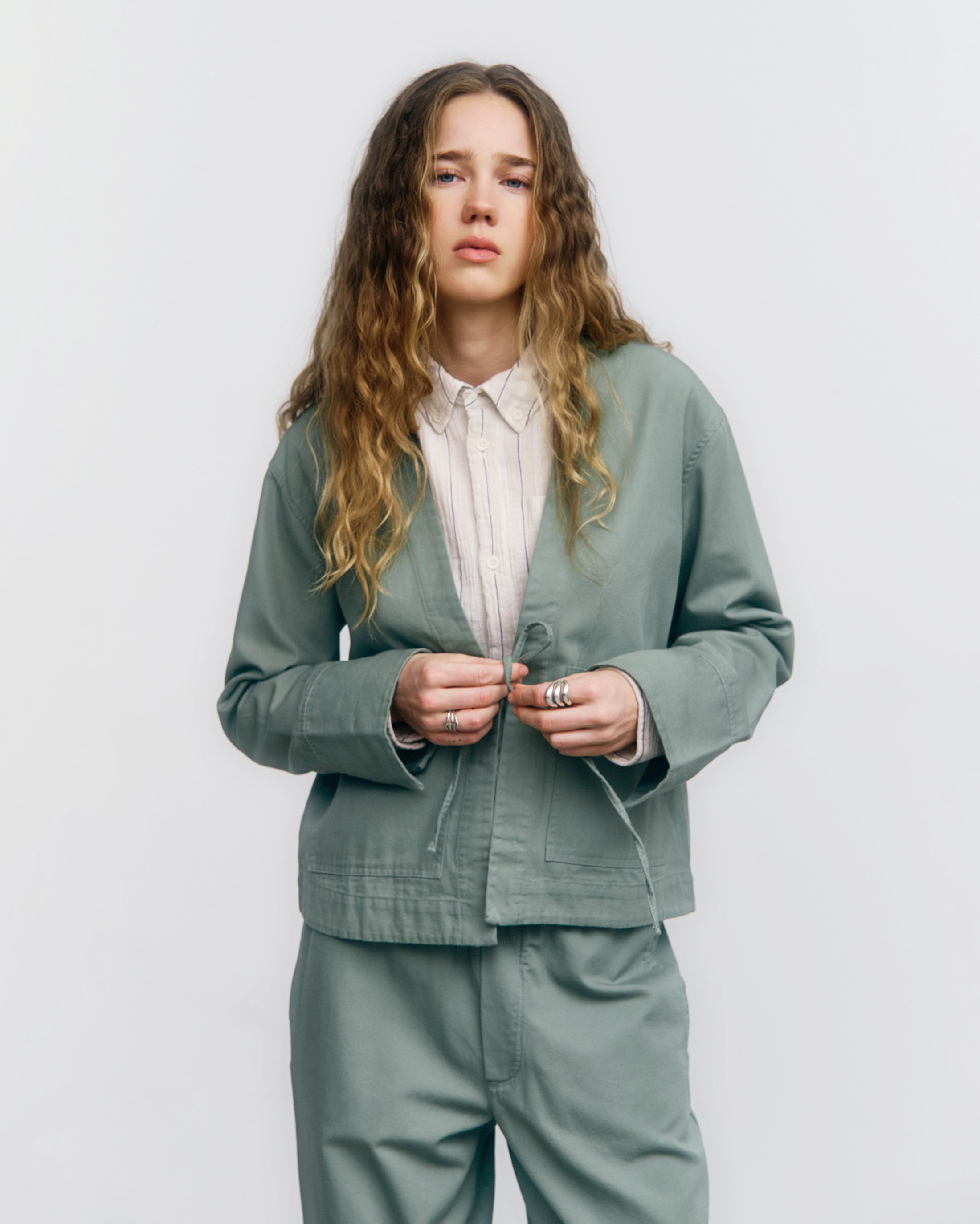 Kimono Jacke Bio Baumwolle - Grün