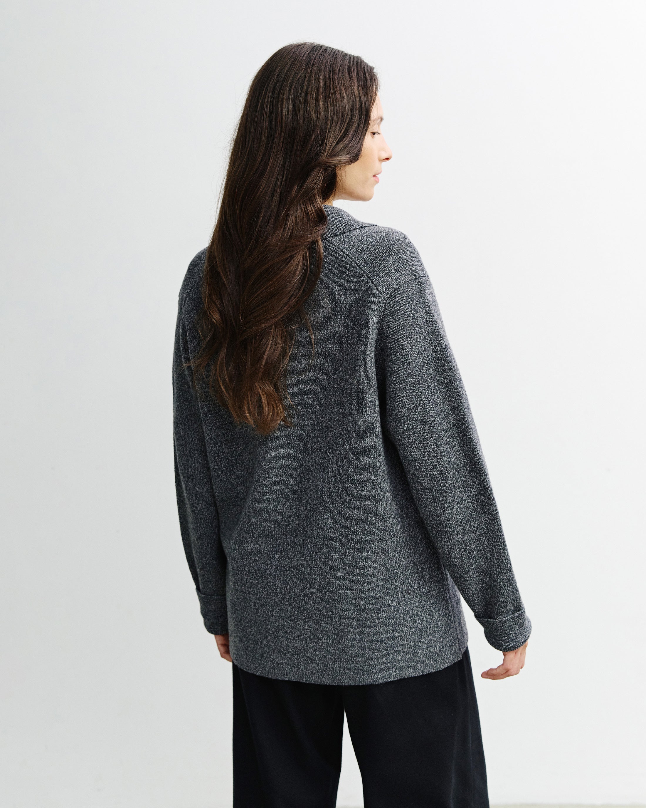 Strickjacke Recycelte Wolle - Grau Melange