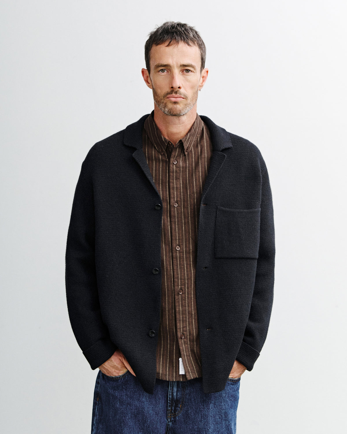 Strickjacke Recycelte Wolle - True Black