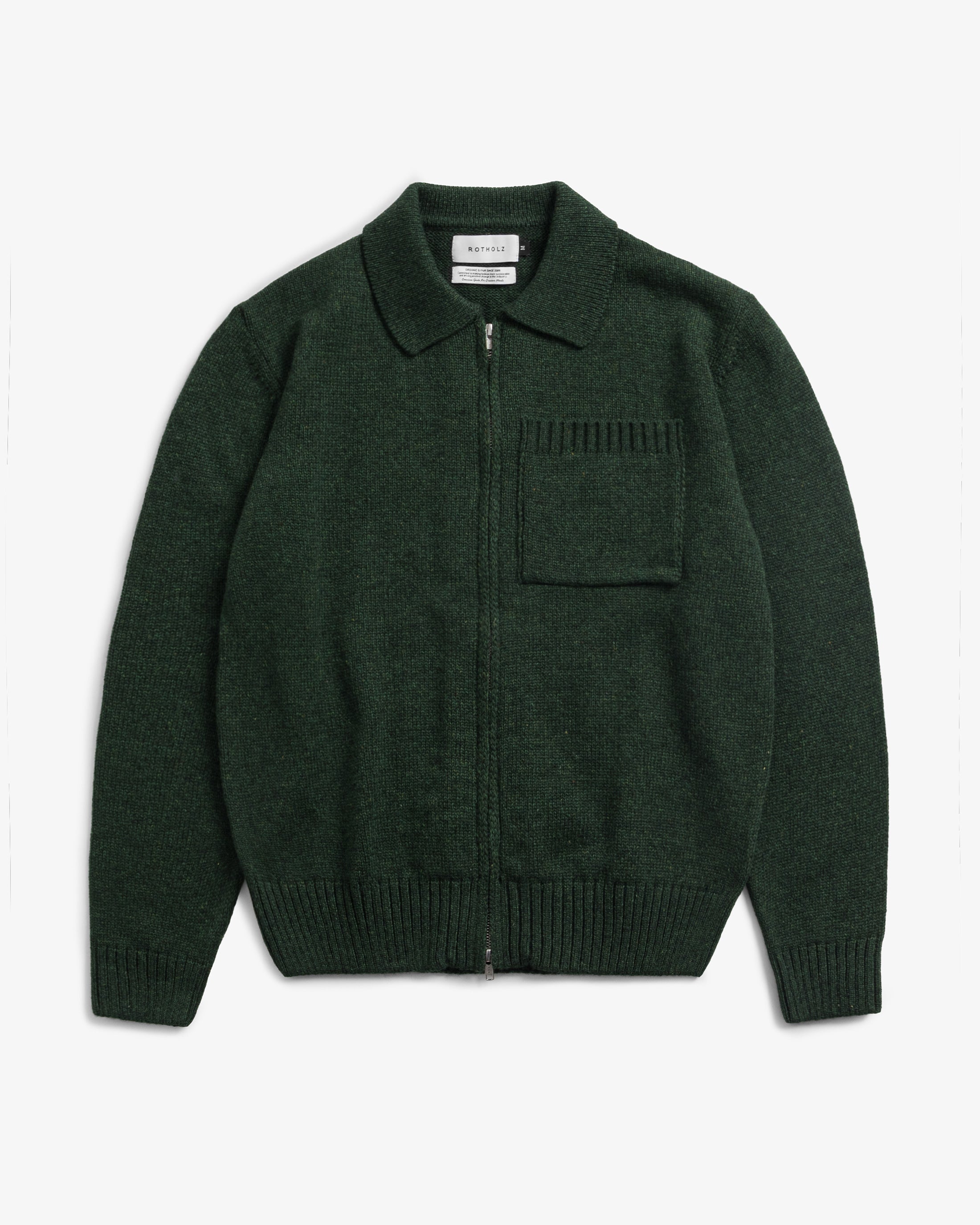 Polo Strickjacke Recycelte Wolle - Grün Meliert