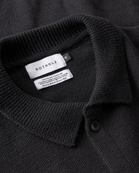Strick Shirt Merinowolle - Schwarz