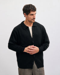 Strick Shirt Merinowolle - Schwarz