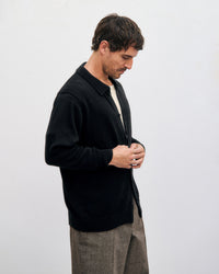 Strick Shirt Merinowolle - Schwarz
