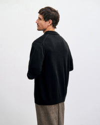 Strick Shirt Merinowolle - Schwarz
