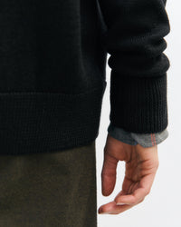 Strick Shirt Merinowolle - Schwarz